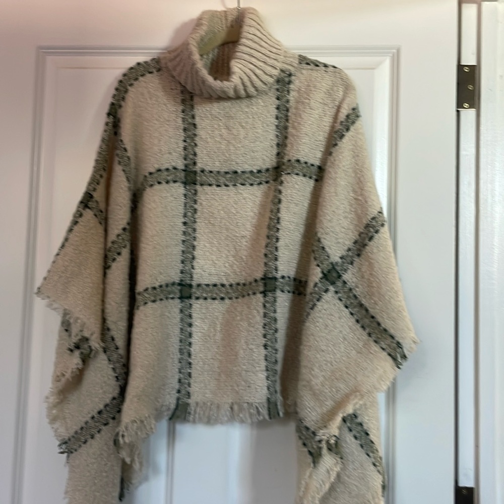 Warm large turtle neck poncho type cape